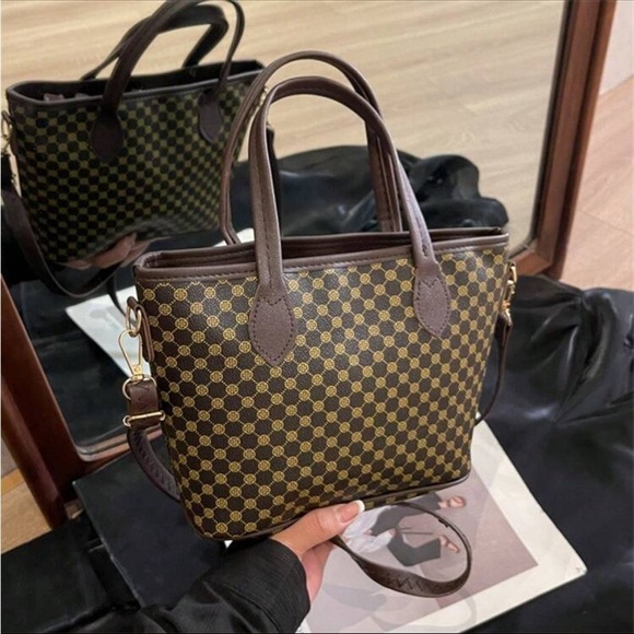 ⚠️Clearance Coffee Brown Print Shoulder Tote Bag - Picture 6 of 8